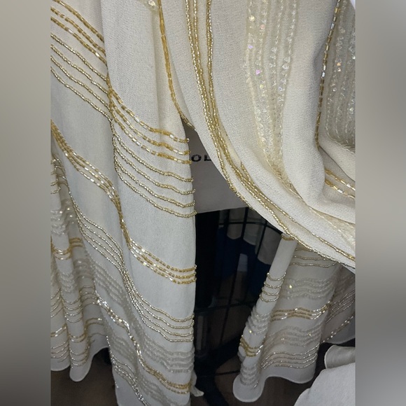 ASOS Ivory Sequined Beaded Backless Cami Midi Dress Size 8 - Picture 6 of 10